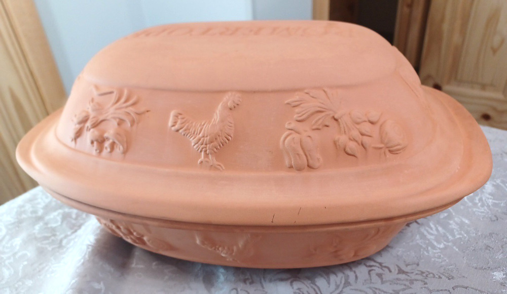 Romertopf 119 Germany Terracotta Orange Clay Large 14x10x7 Dutch Oven Roaster